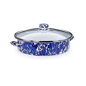 Golden Rabbit Enamelware - 5qt Saute Pan (Cobalt Swirl)