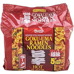 日本の極うまラーメン ホット味 - 5 個パック、475g (16.75 オンス)、日本製品 Shirakiku Japanese Goku-Uma Ramen Noodles Hot Flavour - Pack of 5, 475g (16.75oz), Product of Japan
