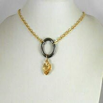 ステートメント エタニティ クラスプなし ロッキングデイカラー ブラック ガンチョーカー O リング ネックレス 14K イエローゴールド ピュアメッキ サーク...