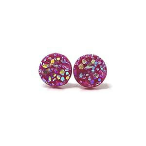 フェイクドゥルージーストーンイヤリング 低刺激性金属フリープラスチックポスト、クランベリーピンク AB、8mm Pretty Smart Faux Druzy Stone Earrings Hypoallergenic Metal-Free Plastic Posts, Cranberry Pink AB, 8mm フェイクドゥルージーストーンイヤリング 低刺激性金属フリープラスチックポスト、クランベリーピンク AB、8mm Pretty Smart Faux Druzy Stone Earrings Hypoallergenic Metal-Free Plastic Posts, Cranberry Pink AB, 8mm