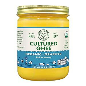 Grassfed Organic Cultured Ghee - by Pure Indian Foods,14 oz, Pasture Raised, Lactose Free, Gluten-Free, Non-GMO, Paleo, Keto-Friendly, Batch Tested for Casein and Whey