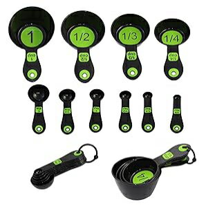 Chef Craft 42019 Set of 10 Piece Spoons and Measuring Cups (Black & Gr...