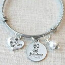 女性への50歳の誕生日プレゼント、50歳の素晴らしいギフト、50歳の誕生日バングルブレスレット、彼女への50歳の誕生日プレゼント Scrapheart Gift...