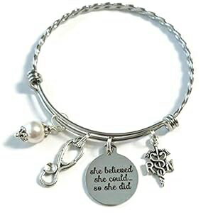 SCRAPHEART RN Nurse Gifts, RN Graduate Gifts, She Believed She Could So She Did Nurse RN Graduation Gift, Registered Nurse Nursing Graduate Bracelet, Gifts For Nurses SCRAPHEART RN Nurse Gifts, RN Graduate Gifts, She Believed She Could So She Did Nurse RN Graduation Gift, Registered Nurse Nursing Graduate Bracelet, Gifts For Nurses