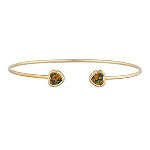 14K ゴールド シミュレート ブラック オパール ハート ベゼル バングル ブレスレット Elizabeth Jewelry 14Kt Gold Simulated Black Opal Heart Bezel Bangle Bracelet 14K ゴールド シミュレート ブラック オパール ハート ベゼル バングル ブレスレット Elizabeth Jewelry 14Kt Gold Simulated Black Opal Heart Bezel Bangle Bracelet