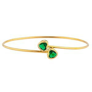 14K ゴールド シミュレート エメラルド ハート ベゼル バングル ブレスレット Elizabeth Jewelry 14Kt Gold Simulated Emerald Heart Bezel Bangle Bracelet 14K ゴールド シミュレート エメラルド ハート ベゼル バングル ブレスレット Elizabeth Jewelry 14Kt Gold Simulated Emerald Heart Bezel Bangle Bracelet