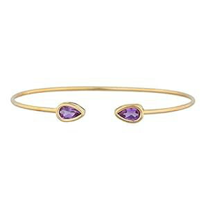 14K ゴールド クリエイト アレキサンドライト ペア ベゼル バングル ブレスレット Elizabeth Jewelry 14Kt Gold Created Alexandrite Pear Bezel Bangle Bracelet