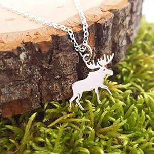 ムース チャーム ネックレス - スターリングシルバー ネックレス - 彼女へのギフト CY Design Studio Moose Charm Necklac...