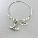 ゴルフ シルバートーン チャーム バングル ブレスレット ジュエリー ギフト チームコーチへ Our Little Charms Golf Silver-Ton...