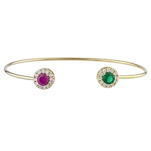14K ゴールド作成ルビー & 模造エメラルド ハロー デザイン バングル ブレスレット elizabeth jewelry 14Kt Gold Created Ruby & Simulated Emerald Halo Design Bangle Bracelet 14K ゴールド作成ルビー & 模造エメラルド ハロー デザイン バングル ブレスレット elizabeth jewelry 14Kt Gold Created Ruby & Simulated Emerald Halo Design Bangle Bracelet