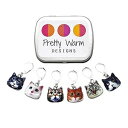 Cute Cats Locking Clip Crochet Knitting Removable Stitch Markers with Storage Ca...