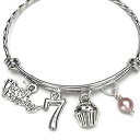 SCRAPHEART 7th Birthday Bracelet, 7th Birthday Charm Bangle, 7 Year Old Daughter...