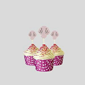 シェル カップケーキ トッパー 12 パック カップケーキ トッパー デコレーション ケーキ グリッター フォーミー ピンク Picwrap Shell Cupcake Topper 12 Pack Cupcake Topper Decoration Cake Glitter Foamy Pink
