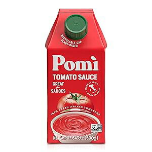 Pomì Pom Tomato Sauce - Creamy, Velvety Italian Sauce with a Touch of Salt, No Additives or Preservatives - Made from 100% Fresh Italian Tomatoes - 17.64oz BPA-Free Carton (Pack of 12)