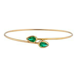 14K ゴールド シミュレート エメラルド ペア ベゼル バングル ブレスレット Elizabeth Jewelry 14Kt Gold Simulated Emerald Pear Bezel Bangle Bracelet 14K ゴールド シミュレート エメラルド ペア ベゼル バングル ブレスレット Elizabeth Jewelry 14Kt Gold Simulated Emerald Pear Bezel Bangle Bracelet