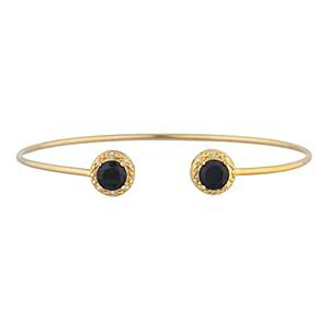14K ゴールド 本物のブラック オニキス & ダイヤモンド ラウンド バングル ブレスレット Elizabeth Jewelry 14Kt Gold Genuine Black Onyx & Diamond Round Bangle Bracelet