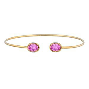 14K ゴールド製ピンク サファイア & ダイヤモンド オーバル バングル ブレスレット Elizabeth Jewelry 14Kt Gold Created Pink Sapphire & Diamond Oval Bangle Bracelet 14K ゴールド製ピンク サファイア & ダイヤモンド オーバル バングル ブレスレット Elizabeth Jewelry 14Kt Gold Created Pink Sapphire & Diamond Oval Bangle Bracelet