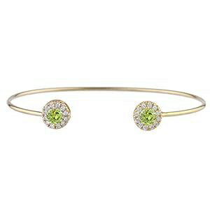 14K ゴールド シミュレート ペリドット ハロー デザイン バングル ブレスレット Elizabeth Jewelry 14Kt Gold Simulated Peridot Halo Design Bangle Bracelet
