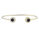 14K ゴールド 本物のブラック オニキス ハロー デザイン バングル ブレスレット Elizabeth Jewelry 14Kt Gold Genuine Black Onyx Halo Design Bangle Bracelet