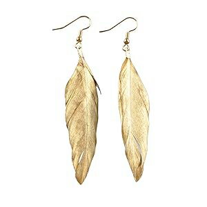 ゴールド塗装フェザーボヘミアンウェディングイヤリング 4 インチ、金メッキ耳ワイヤーフック Libby & Smee Gold ted Feather Boho Wedding Earrings 4 inch on Gold-Plated Ear Wire Hooks