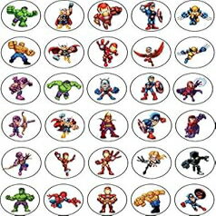 食用カップケーキトッパー 30 個 - Marvels スーパーヒーロー スクワッドをテーマにした食用ケーキデコレーションコレクション My Smart Choice 30 x Edible Cupcake Toppers - Marvels Superhero Squad Themed Collection of Edible Cake Decoratio