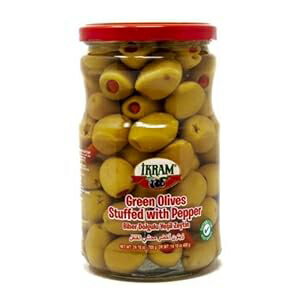 イクラム グリーン オリーブ 赤唐辛子詰め 720 gr ガラス瓶 トルコ産 Ikram Green Olive Stuffed with red Pepper 720 gr glass jar Product of Turkey