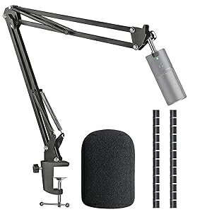 Razer Seiren X Mic Boom Arm Stand with Pop Filter, Compatible with Razer Seiren X USB Microphone with Cable Sleeve by SUNMON