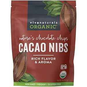 Viva Naturals Organic Cacao Nibs, 1 Lb - Certified Keto and Vegan Superfood, Perfect for Gluten Free Baking, Cacao Nib Smoothies and Healthy Snacks, Premium Criollo Beans, Non-GMO