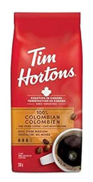 ティムホートンズ 100% コロンビア ダーク ミディアム ロースト ファイン グラインド コーヒー 300g Tim Hortons 100% Colombian Dark Medium Roast Fine Grind Coffee 300g