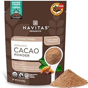 Navitas Organics オーガニックカカオパウダー、非遺伝子組み換え、フェアトレード、グルテンフリー、24オンス Navitas Organics Organic Cacao Powder, Non-GMO, Fair Trade, Gluten-Free, 24 Ounce