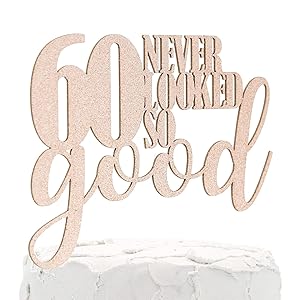 楽天GlomarketNANASUKO 60 歳の誕生日ケーキトッパー - 60 はこんなに良く見えません - 両面ローズゴールドグリッター - プレミアム品質 米国製 NANASUKO 60th Birthday Cake Topper - 60 never looked so good - Double Sided Rose Gold Glitter - Premium