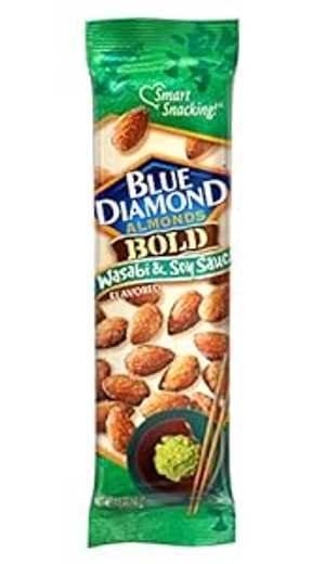 Blue Diamond Almonds Wasabi & Soy Flavored Snack Nuts, Single Serve Bags (1.5 oz, Pack of 12)