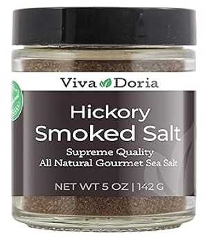 ビバ ドリア ヒッコリー スモーク シー ソルト (細粒) ヒッコリーウッド ソルト (5 オンスのガラス瓶) ..