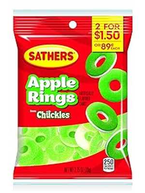 Sathers Gummallo の Apple Rings、2.75 オンスバッグ、12 個パック Sathers Gummallo's Apple Rings, 2.75 Ounce Bag, Pack of 12