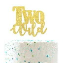 ワイルドケーキトッパー2個、2歳の誕生日サイン、ベビーシャワーパーティーデコレーション(両面ゴールドグリッター)。 Chien-Min666 Two Wild ...