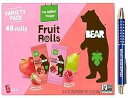 Bear リアル フルーツ スナック ロール、ストロベリー & ラズベリー バラエティパック、48 ロール (24 パック、1 パックあたり 2 ロール)、ブライアント デサイ サプライ ペン付きパッケージ Bear Yoyos Bear Real Fruit Snack Rolls, Strawberr
