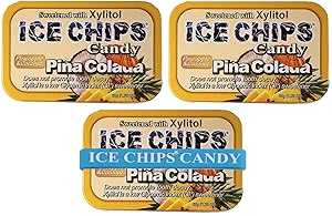 ICE CHIPS キシリトール キャンディ缶 (ピニャコラーダ、3 パック) - 写真のバンドが付属 ICE CHIPS Xy..