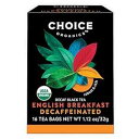 Choice Organics - オーガニック カフェインレス イングリッシュ ブレックファースト ティー (6 パック) - フェアトレード - 堆肥化可能 - 96 オーガニック紅茶ティーバッグ Choice Organics - Organic Decaffeinated English Breakfast Tea (6(4)