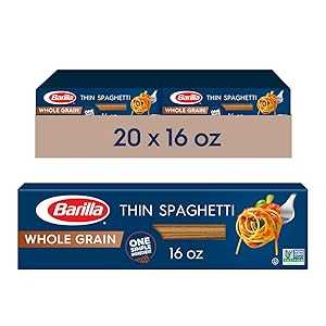 1 Pound (Pack of 20), Thin Spaghetti, Barilla Whole Grain Pasta, Thin ...