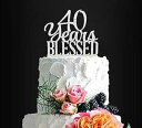 シルバー アクリル カスタム 40 年祝福ケーキ トッパー、40 歳の誕生日ケーキ トッパー、40 周年結婚記念日ケーキ トッパー (40 祝福) Generi...