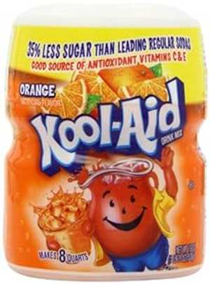 クールエイドドリンクミックス、砂糖入りオレンジ、19オンス容器(4個パック) Kool-Aid Drink Mix, Sugar Sweetened Orange, 19-Ounce Container (Pack of 4)