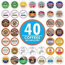 コーヒーポッド バラエティパック サンプラー、キューリグ K カップコーヒーメーカー用シングルサーブコーヒー詰め合わせ、ユニークなカップ 40 杯 - コーヒー...