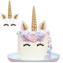 Yashell トッパー、再利用可能なゴールドホーン、耳とまつげケーキバリューセット、ユニコーンパーティーデコレーション、ベビーシャワー、結婚式用 Yashell Topper, Reusable Gold Horn,Ears and Eyelashes Cake Value Set for Unicorn Party Decoration
