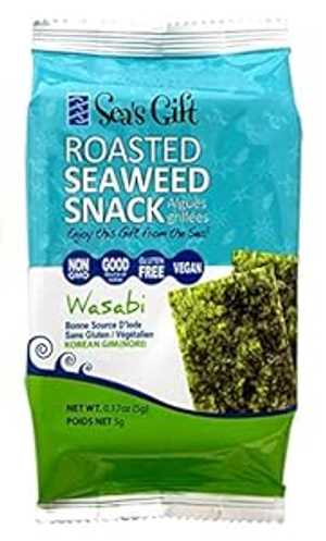 Sea's Gift 韓国海苔スナック (キムノリ)、焼きわさび、0.17 オンス (24 個パック) Sea's Gift Korean Seaweed Snack (Kim Nori), Roas..