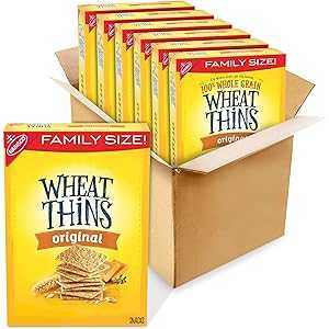 Wheat Thins Original Whole Grain Wheat Crackers, Holiday Christmas Crackers, Family Size, 6 - 16 oz Boxes