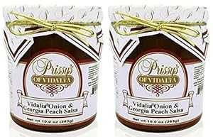 Prissy's of Vidalia オニオンとジョージア ピーチ サルサ、10 オンス (2 パック) 無脂肪、コレステロ..