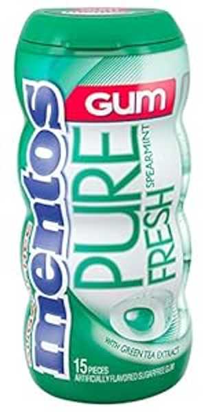 メントス ピュアフレッシュシュガーフリーチューインガム、キシリトール入り、スペアミント、溶けない..