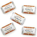 Big Dot of Happiness ハッピー感謝祭 – ミニキャンディーバーラッパーステッカー – 秋の収穫パーティーの小さな記念品 – 40枚 Big Dot of Happiness Happy Thanksgiving - Mini Candy Bar Wrapper Stickers - Fall Harvest Party Small Favo
