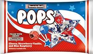 Patriotic Tootsie Roll Pops Cherry, Strawberry Vanilla and Blue Raspbe...