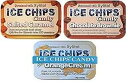 ICE CHIPS キシリトール キャンディ 3 パック詰め合わせ (チョコレートブラウニー、塩キャラメル、オレンジクリーム) 写真のバンドが含まれます ICE...